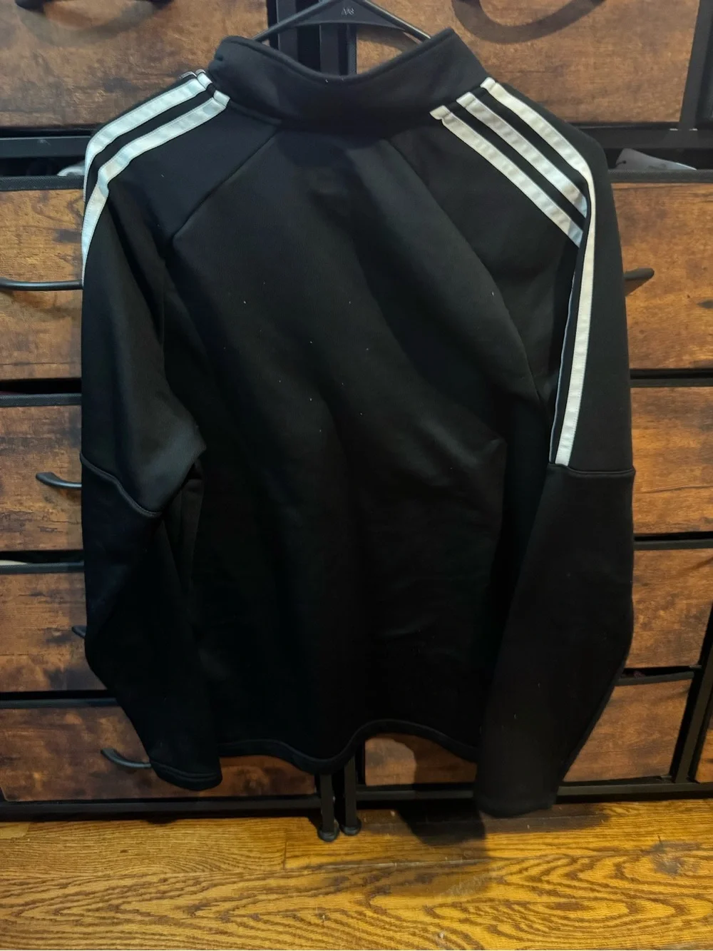 adidas Black Golf Quarter-Zip Pullover with White Trim
